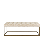 Longmoore Bench, yellow velvet upholstered bench, all-wooden frame base and legs