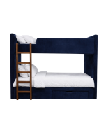 Children's bunk bed, striped green upholstery