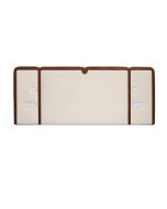 large cream headboard with brown border, shown with divan base