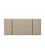 green and cream upholstered headboard with wooden frame