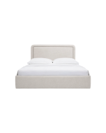 blue upholstered bed