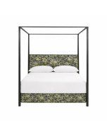 Four-Poster bed, green leaf patterned base and headboard 