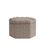 small blue striped storage ottoman