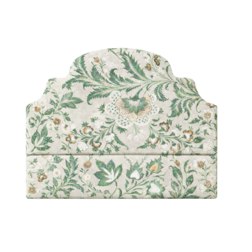 red and white checked headboard, red piping