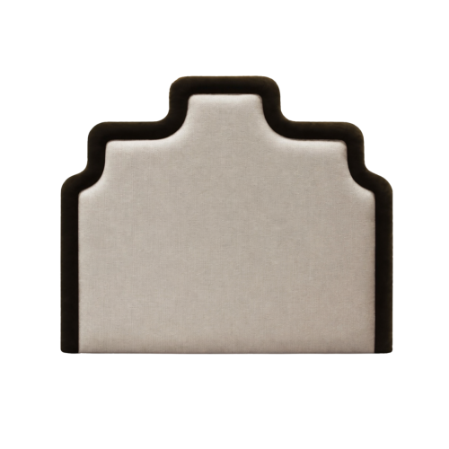 cream headboard, green contrast border