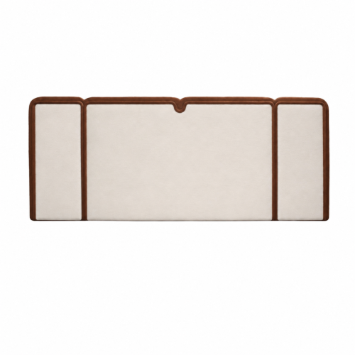 large cream headboard with brown border, shown with divan base