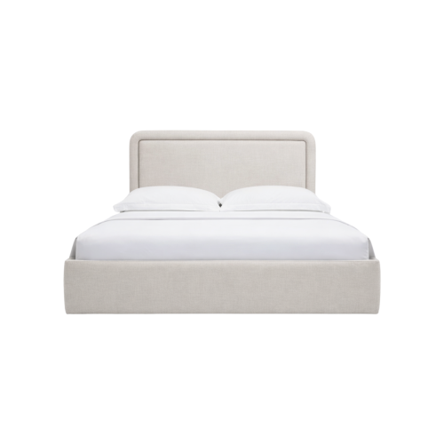 blue upholstered bed