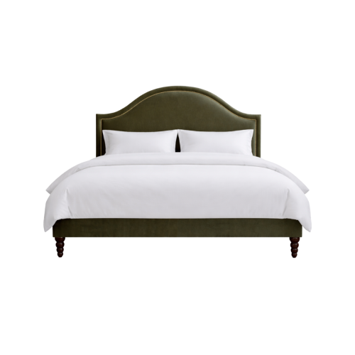 Polly Bed, sage green, wooden feet